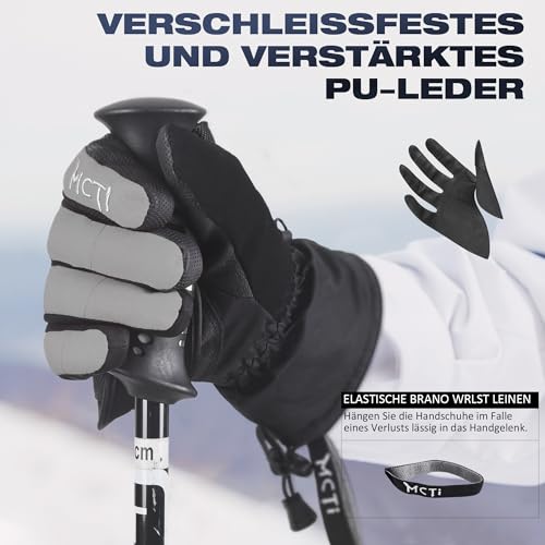 Foto von Kineed Skihandschuhe Damen Touchscreen Winterhandschuhe Wasserdicht Snowboardhandschuhe Winter Warm Schnee Handschuhe Winddicht 3M Thinsulate Grau M