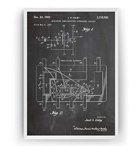 Magic Posters First Integrated Circuit 1964 Patent Print - Electrical Poster Giclee Art Wall Decor Vintage Blueprint Gift - Frame Not Included #TOP2