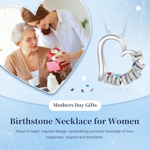 Jewelstruck Personalized Mothers Necklace with Birthstone Custom Names Necklace Family Gifts for Women Mom Wife Nana Mothers Day Gift Ideas Christmas3
