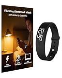 RITHEM Vibrating Alarm Clock Watch for Heavy Sleepers, Silent Wake Up Bracelet & Smart Wristband, Wearable Vibration Wrist Alarm, Non-Audible Sleep Wristband for Men & Women(Black)