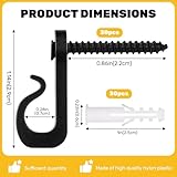 Huakaile 30pcs Hooks for Garden Lights with Safety Buckle Design, Anti-Rust Waterproof Fence Hooks for Outdoor Lights, Hanging Plants Wind Chime Basket Decorations Indoor Use（Black,30） - Image 3