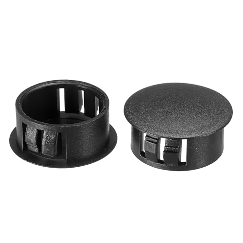 Image of PATIKIL Hole Plugs Plastic, 100 Pcs 22mm(7 /8 inch) Screw Bumper Hole Plug Flush Snap Type Round Hole Cover Caps for Round Holes Cabinet Furniture Kitchen, Black