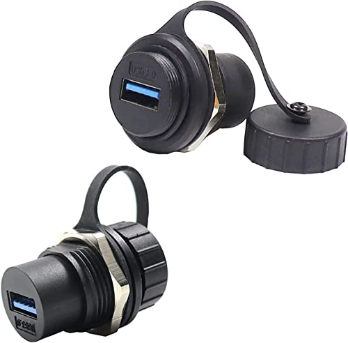 PENGLIN 2PCS Waterproof USB 3.0 Panel Mount Coupler, IP67 USB Pass Through Connector, Female to Female Bulkhead Extension Adapter