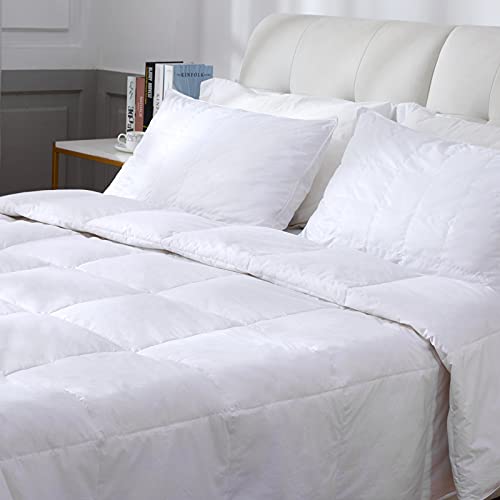 Couette en plumes d'oie 4.5 tog, super king size, confort idéal pour le printemps et l'été, tissu 100 % coton résistant au duvet, régulation de la température, lavable en machine