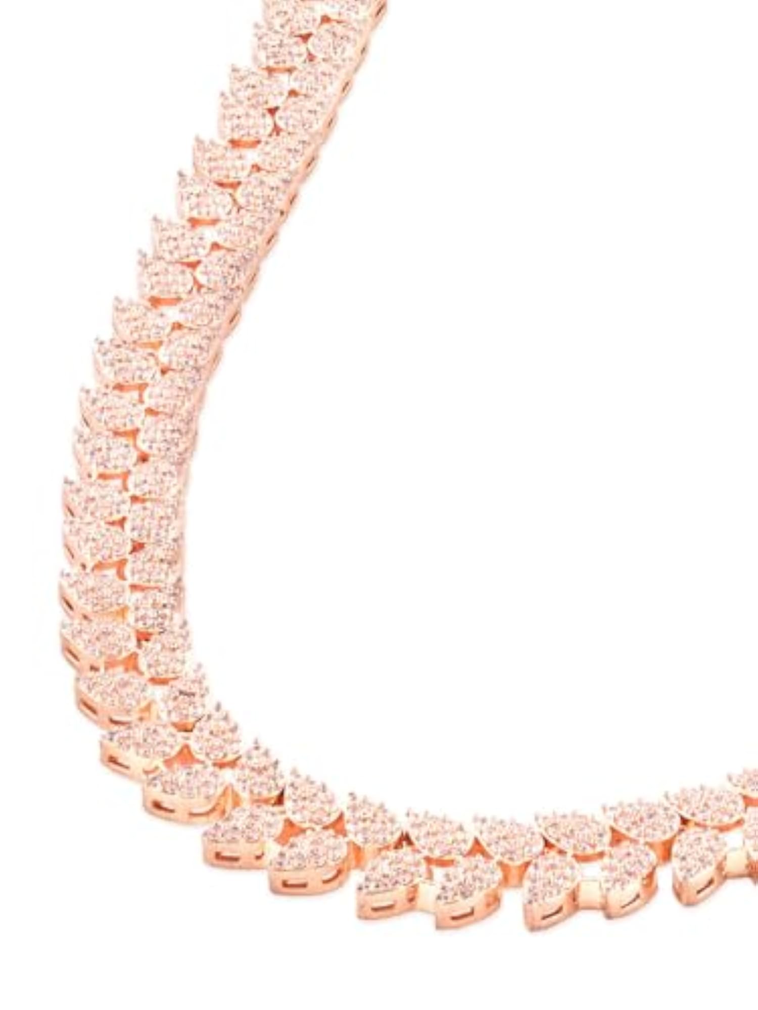 Women's Rose Gold Tone Contemporary Cubic Zirconia Necklace & Earring Set