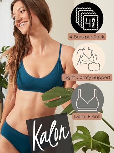 Image of Kalon Women's 4 Pack Demi Padded Bralette Wireless Comfortable Bra