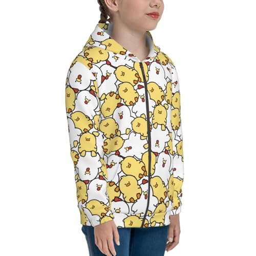 Cute Hen and Chicken Kids Pullover Hoodies Boys Zip Up Sweatshirts Girls Athletic Clothes with Pocket4