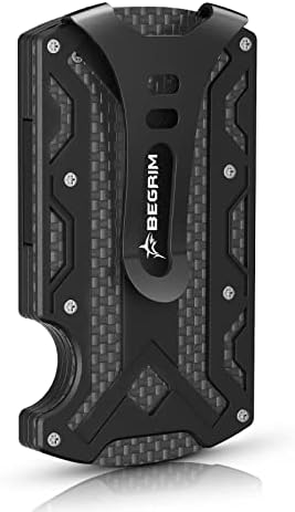 Wallet For Men - Slim Aluminum Metal Money Clip RFID Blocking, Holds up 15 Cards with Cash Clip. Ultra-Thin Minimalist Wallet, Black