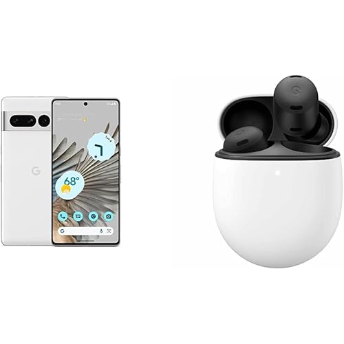 Google Pixel 7 Pro - 5G Android Phone - 512GB - Snow with Pixel Buds Pro - Noise Canceling Earbuds with Charging Case - Bluetooth Headphones - Compatible with Wireless Charging - Charcoal