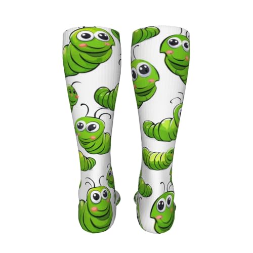 Cute Green Caterpillars Compression Socks for Kids Boys Girls, Knee High Soccer Socks Long Tube Funny Gifts for Running Sports Travel 19.8in4