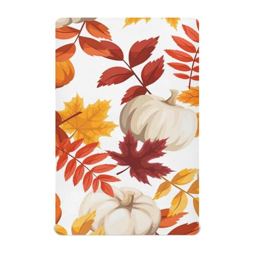 Moudou Autumn Harvest Pumpkin Playard Sheet for Boy Girls, Soft Breathable Fitted Toddler Sheet for Standard Playard Bed Mattress, 39 x 27 x 5 Inch