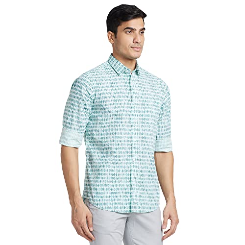 Image of Colorplus Men's Pure Cotton Print Pattern Contemporary Fit Spread Collar Full Sleeve Casual Shirt