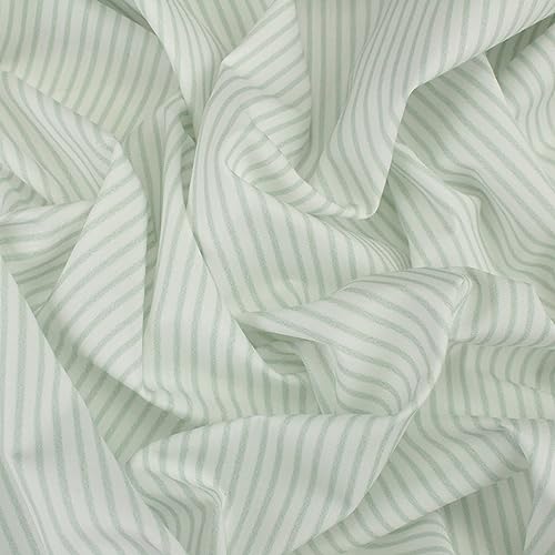 TELA DE POPELÍN POR METROS CON ESTAMPADO DE RAYAS SERIE NAGÜELES, ANCHO 150cm (1 METRO, VERDE)