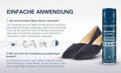 Foto von Cocciné - Nano Water Block 2x400 ml, Imprägnierspray Schuhe, Universal Imprägnol für Leder, Textilien, Nubukleder und Velours, Schuh Imprägnierspray Wasserdicht, Farblos