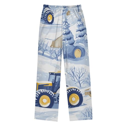 ZZXXB Tractor Snow Tree Boys Long Pants Soft Trousers Elastic Waist Kids Lounge Bottoms with Pockets S-XL2