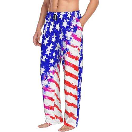 Canada flag art Men's fully printed casual pants with elastic waistband pockets, suitable for home and sleep2