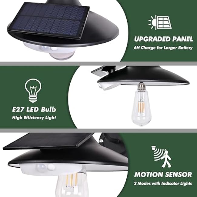 Barn Light Gooseneck Solar Porch Shed Light 3000K Black Upgraded Auro B