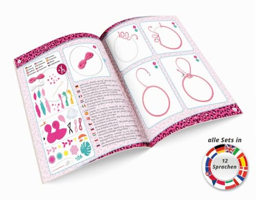 Lena Traumfänger Bastelset mit Flamingomotiven, 56 Teile Komplettset mit 20 cm Ring, Bändern, Schnüren, Nadeln, Perlen und Stoffblumen für kreatives Basteln, geeignet für Kinder ab 6 Jahren
