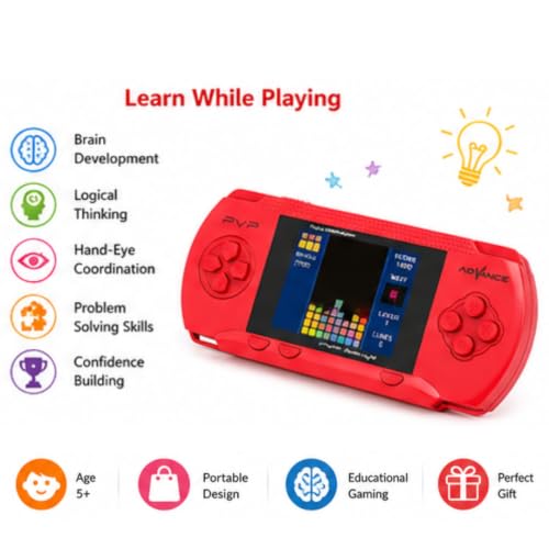 Image of TMG Handheld Game Light 3000- 8 Bit Video Game Console for Kids Boys with Free 2 Games Cassette,Christmas and Birthday Gifts. (Red)