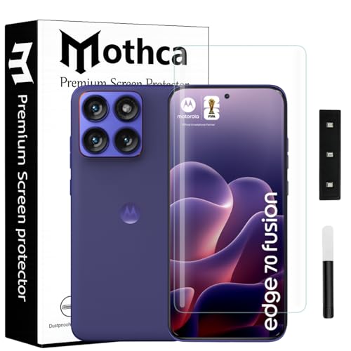 Image of Mothca Curved UV Tempered Glass Screen Protector for Motorola Edge 70 Fusion 5G | Transparent | Pack of 1 | Full Screen Coverage with UV Installation Kit