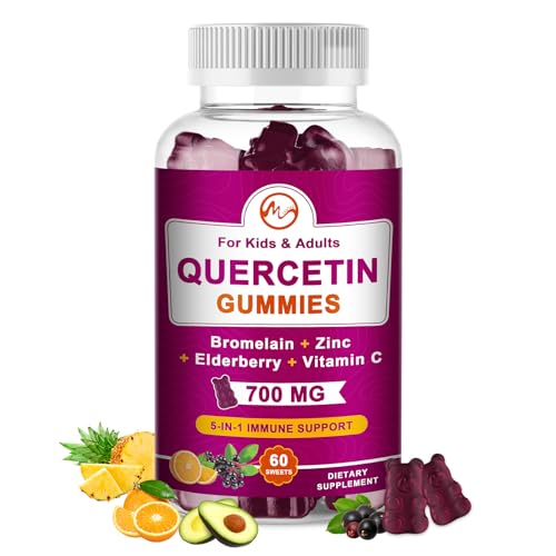 M inch Quercetin Gummies with Bromelain, Elderberry, Zinc and Vitamin C - Chewable Quercetin 700 mg...
