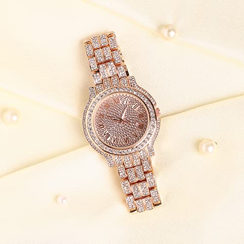 Image of Haute Sauce Women's Embellished Analog Dial with Stainless Steel Strap | Battery Power | Foldover Closure | Quartz Movement | Fashion Wrist Belt Watch for Female and Girls