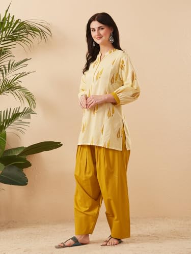 Image of MOKOSH Women's Cotton Print Kurta with Farsi Pant