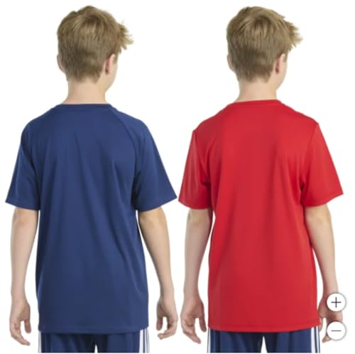 Adidas Boy's 2 Pack Performance Short Sleeve Tees (US, Alpha, Medium, Regular, Navy and Red)4