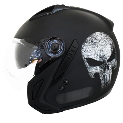 Capacete Justiceiro Aberto Peels Mirage Preto Fosco Queixeira (60)