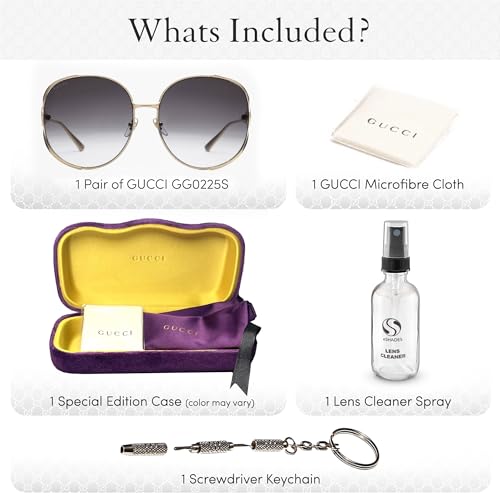 Gucci GG0225S Designer Sunglasses: Elegant Square Frame Eyewear with Premium eSHADES Kit - Epitome of Luxury and Style3