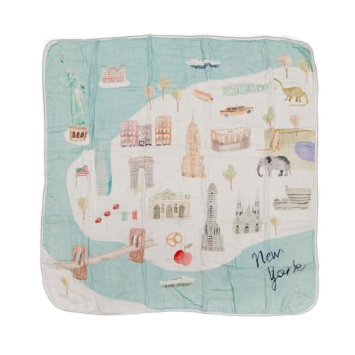 Loulou Lollipop Muslin Quilt Blanket for Baby & Toddler, 4-Layer Tanboocel & Cotton, Soft Breathable Lightweight Quilt for Tummy Time, Stroller, Play Mat & Toddler Naps, 47” x 47” - New York City