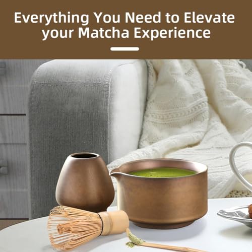 Service à Thé Matcha Complet : Bol Céramique avec Bec Verseur et Kit d'Outils