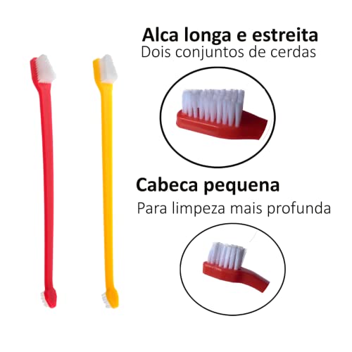 Escovas de Dente para Cães e Gatos com cabo plástico e cerdas macias. Uma cabeça grande e uma cabeça