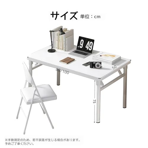 BURAYIENTA 折りたたみデスク 幅100cm 奥行50cm パソコンデスク 組立不要 完成品 コンパクトデスク 折り畳み机 リモートワーク 在宅