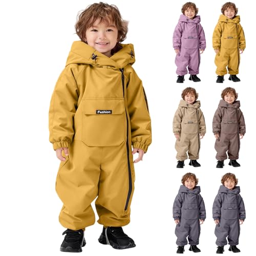 Sdwingk Kids Snowsuit Kids Girls Boys Waterproof Windproof Snowsuit Fleece Lined Hooded Ski Suit Winter Outdoor Suits