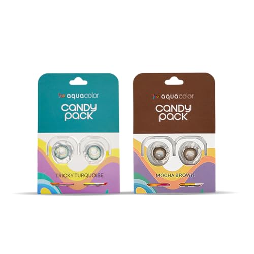 Image of AQUALENS CONTACT LENSES Aquacolor Contact Lens Pack Of 2 (Tricky Turquoise, Mocha Brown)