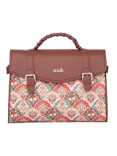 Image of ZOUK Heritage Satchel Bag - Gwalior Weaves | Jute | Vegan Leather Handcrafted With Detachable Sling Strap
