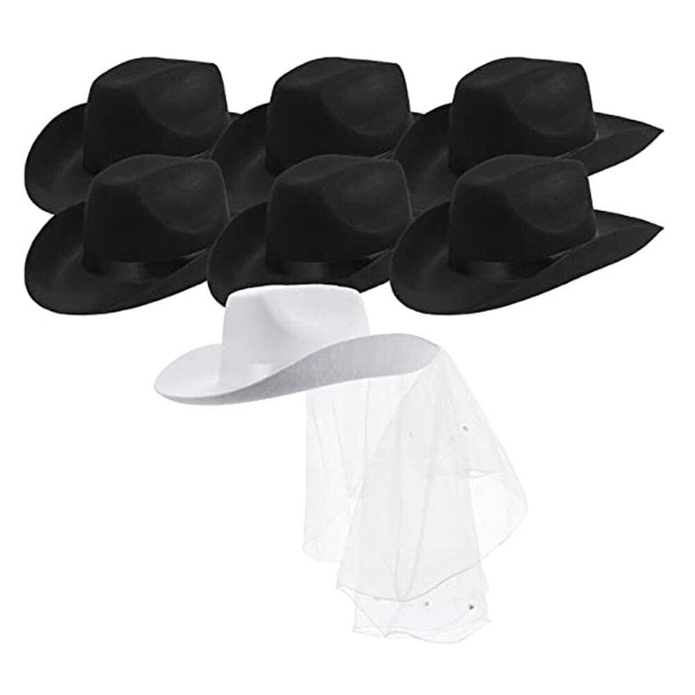 Chapeau de cow-girl de mariée avec voile pour bachelorette party et enterrement de vie de jeune fille