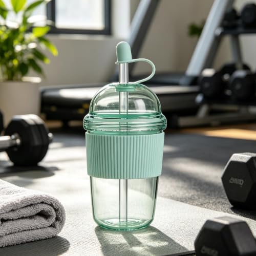 Botella de agua con pajita para te leche exterior y escuela 4