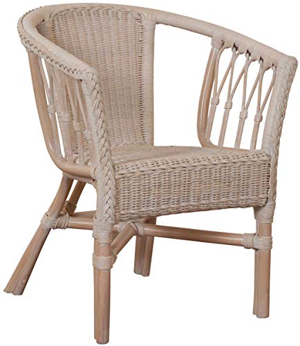Korb-Outlet Rattan chair stackable natural rattan Vintage White