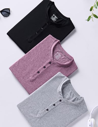 3-Pack: Men's Casual Henley Shirts – Comfort Soft Stretch Tees, Relaxed Fit 3-Button Summer T-Shirts2