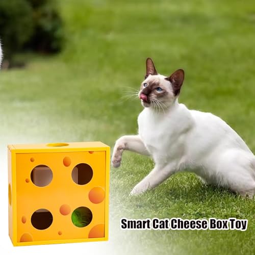 Caja interactiva de queso de plumas con laberinto de rotación para gatos 4