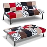 Hroth Sofa Bed 3 Seater, Click Clack Bed Settee with 5-Level Adjustable Backrest, Convertible Futon Sofa with Metal Legs, Breathable Fabric Guest Bed for Living Room & Flat, 168cm