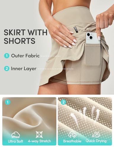 IUGA High Waist Golf Skirt with 5 Pockets Skorts for Woman Athletic Tennis Skirt for Workout Casual3