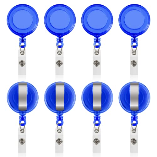 JANYUN 100 Pcs Badge Reels Retractable Badges Holder for ID Card Keychain Whistles Lanyards for School Office (Blue)