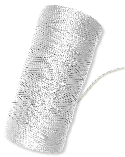 Bright White Mason Line String Line - #18 Braided Nylon String - 1,000 Ft Length - Nylon Twine for Gardening Or Masonry Tools - Construction String for String Level, Twine String for Gardening