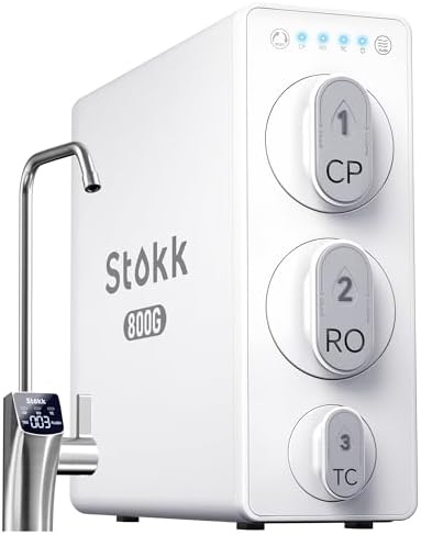 Stokk Tankless Reverse Osmosis System, 800 GPD Fast Flow Water Filter, NSF/ANSI 58&42, 8 Stage RO System, 3:1 Pure to Drain, Under Sink Tankless RO System, Smart Faucet, Reduce PFAS, S2: Amazon.com