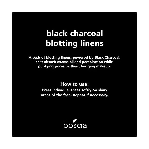 boscia Black Charcoal Blotting Linens - Vegan, Cruelty-Free, Natural Skin Care - Oil Blotting Sheets for Face - For Combination to Oily Skin Types - Travel Size - 100 Sheets