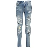 Corte estándar. name it Jeans con Aplicaciones de Encaje (14a, Azul)