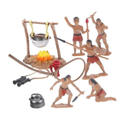 TOBBOMEY 1 Juego Camping Miniatura Figuritas de Hombres Primitivos y Accesorios de Simulación Camping Decoración Jardín y Fiesta
